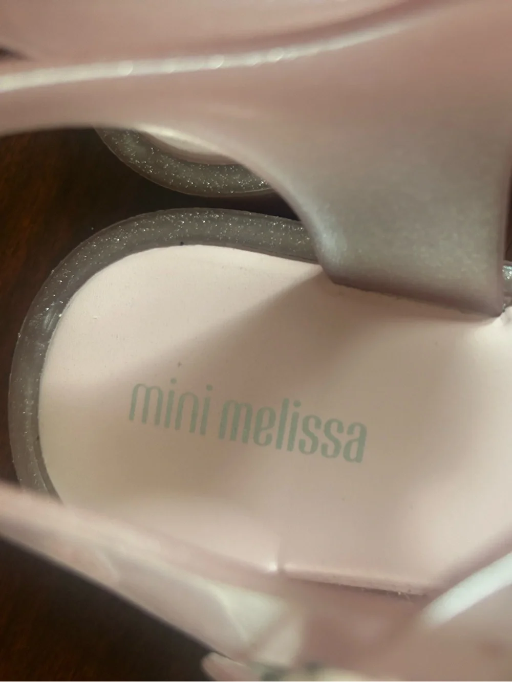 Mini Melissa Big Girls Glitter Pink Jelly Sandals with Ankle Strap Size 3